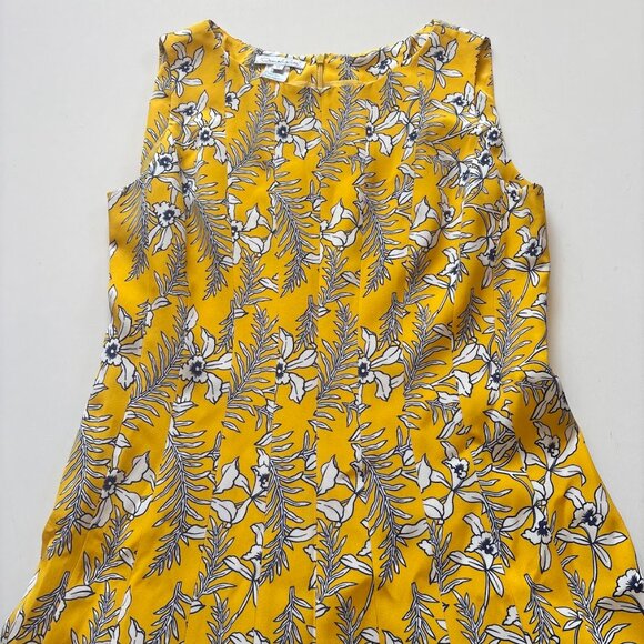 Oscar De La Renta 100% Silk Dress Floral Yellow Sleeveless Spring Colorful Blue - Picture 2 of 7